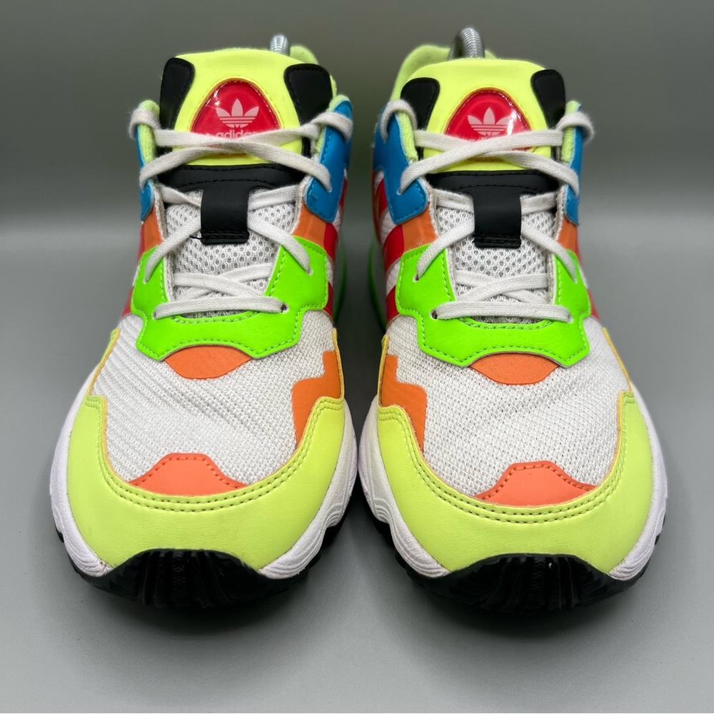 adidas Kids Neon Multicolor Sneakers - White, Neon Green, Yellow, Red, Blue - Picture 2 of 7